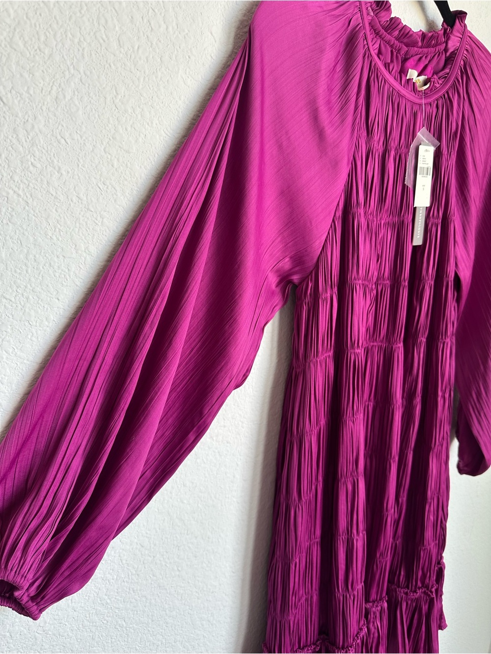 Maeve Anthropologie Tasha Smocked pleated purple Mini Dress Small NWT bohemian - Picture 7 of 15